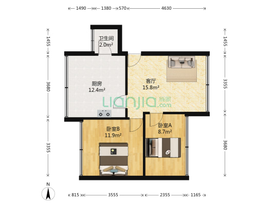 西门村 2室1厅1卫 71平方