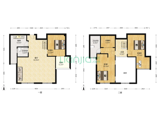 竹叶海嘉园A区 3室1厅2卫 162平方