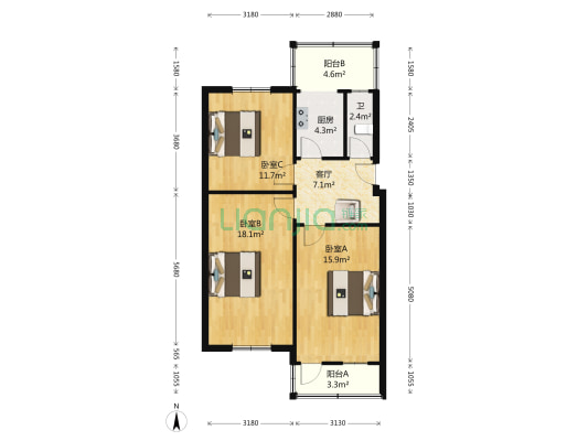 四建宿舍 3室1厅1卫 80平方