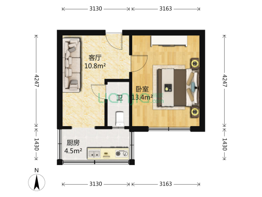 河北交通学院家属楼 1室1厅1卫 39平方