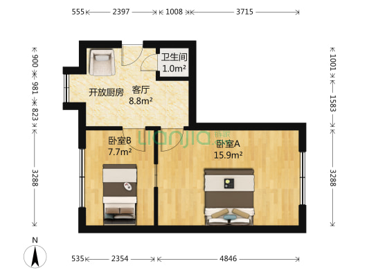 伏牛路63号 2室1厅1卫 43平方