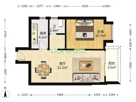 曦圆云岭 1室1厅1卫 51平方