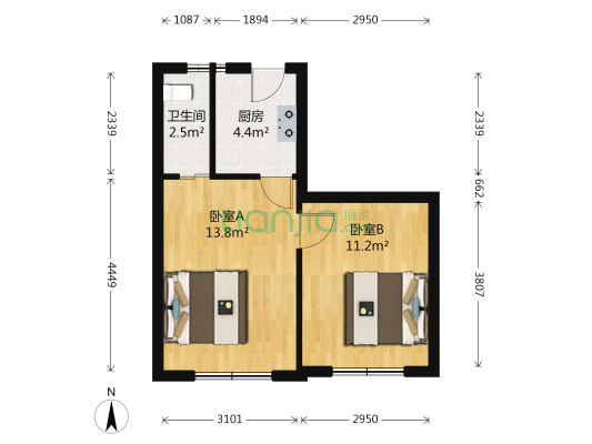 南昌路151弄 2室0厅1卫 43平方