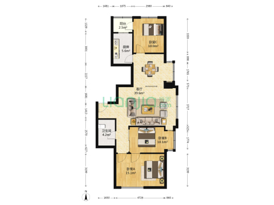华宇凤凰城 3室1厅1卫 113平方
