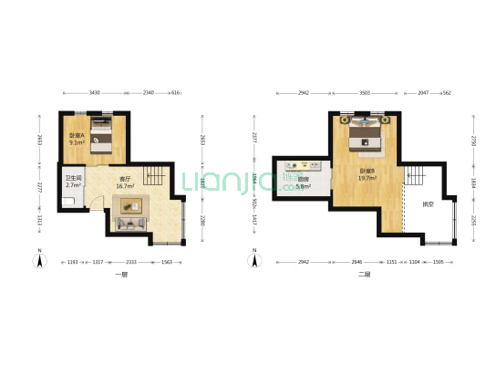 紫郡城一期北院 2室1厅1卫 45平方