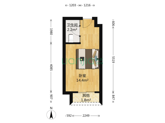 龙湖U城三组团 1室0厅1卫 25平方