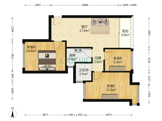 金悦领地自住精装小三房 中间层 采光好