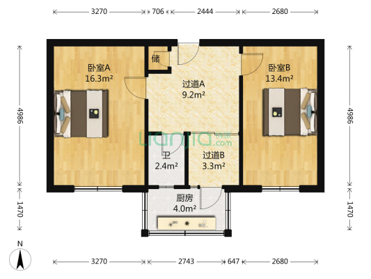 前光里 2室0厅1卫 53平方