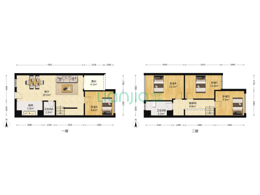 优品道四期曦岸 4室1厅2卫 88平方