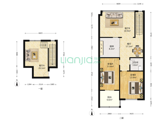 红河瀛园一期西院 2室3厅1卫 91平方