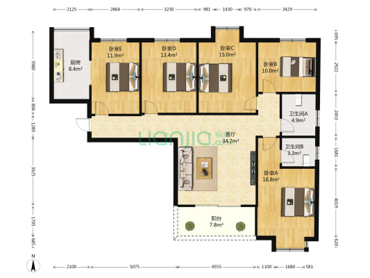 齐心今城 5室1厅2卫 150平方