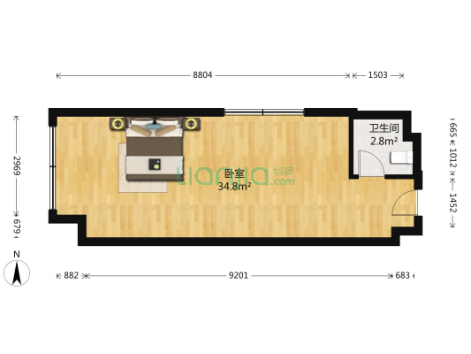 中海国际社区G区 1室0厅1卫 58平方