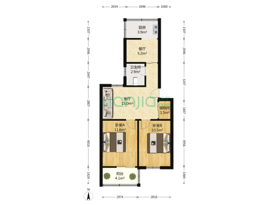 国棉二厂家属院 2室2厅1卫 70平方