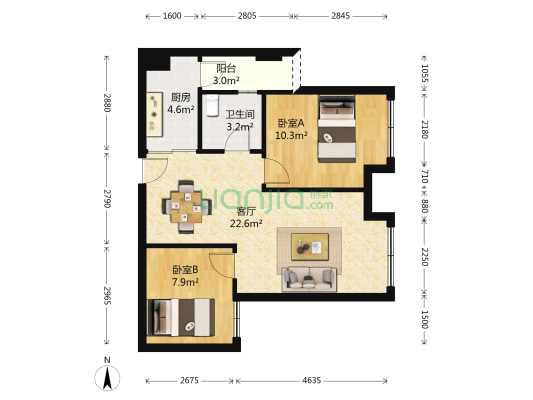 锦巷兰台 2室1厅1卫 66平方