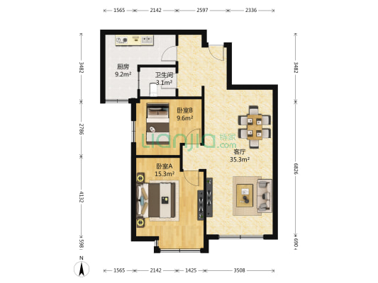 中央公园西三区 2室1厅1卫 88平方