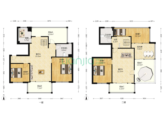 颐景山庄 4室2厅2卫 167平方