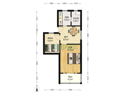 绍兴新村 1室1厅1卫 55平方
