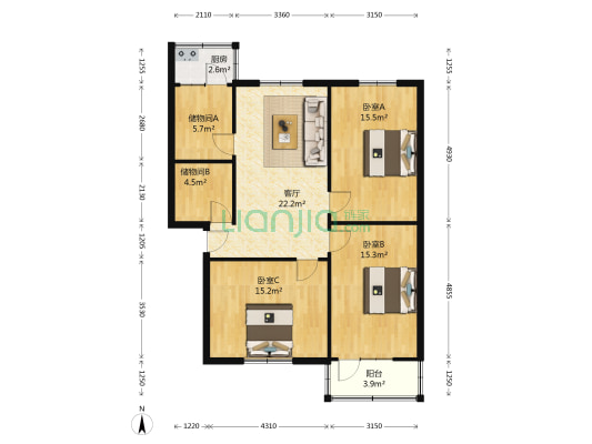 中牟汽拖配件厂家属院 3室1厅0卫 97平方