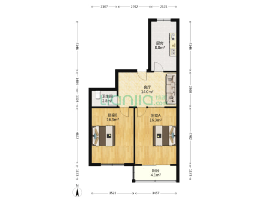 顺合家园 2室1厅1卫 75平方