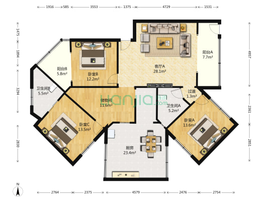 东环路二巷16号 3室1厅2卫 133平方