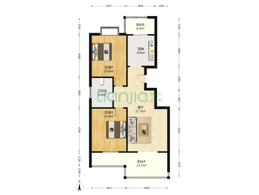 丽景胜和园 2室1厅1卫 107平方