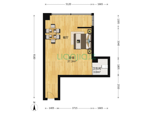 聚福园经典世家 1室0厅1卫 44平方