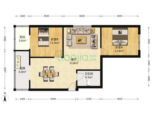 万新家园 2室1厅1卫 89平方