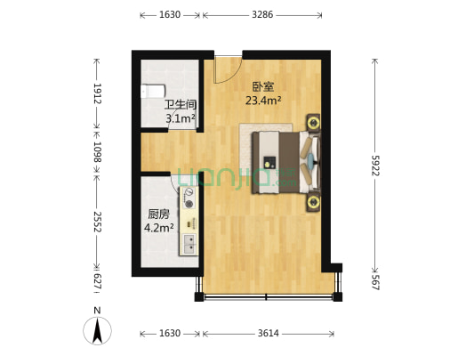 城市之星 1室0厅1卫 47平方