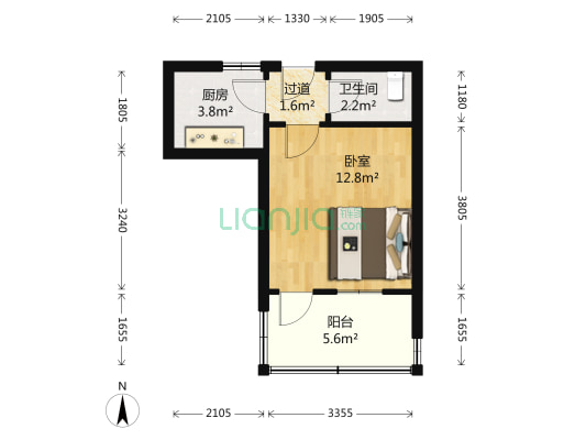 历山路60号院 1室0厅1卫 29平方