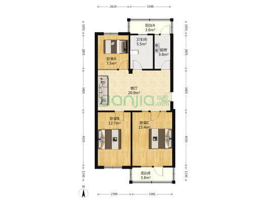 文萃路小区 3室1厅1卫 95平方