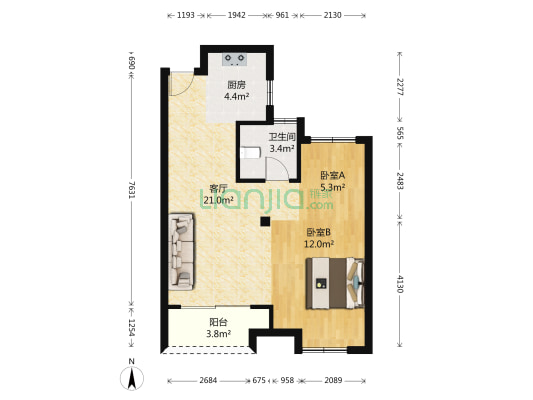 青山鹤岭 2室1厅1卫 71平方