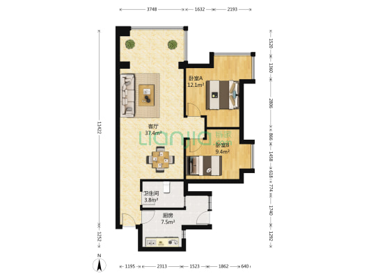 银禧花园 2室1厅1卫 81平方