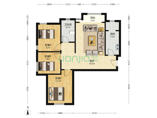 浭阳佳苑 3室1厅1卫 113平方