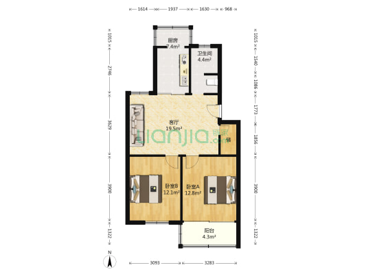 杨枝北苑 2室1厅1卫 82平方