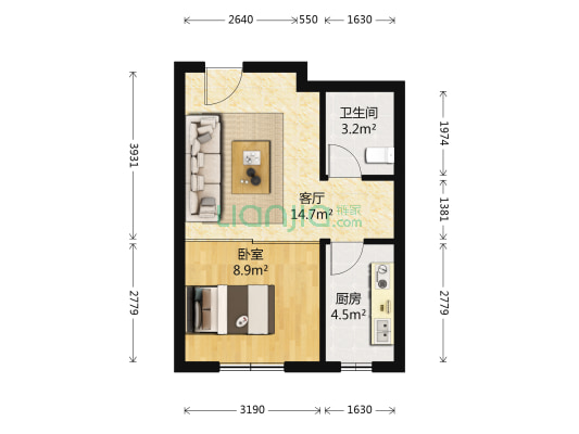 璟悦香湾小区 1室1厅1卫 44平方