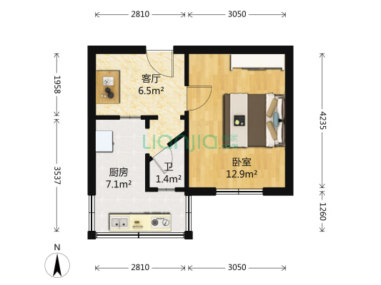 电大西街16号院 1室1厅1卫 36平方