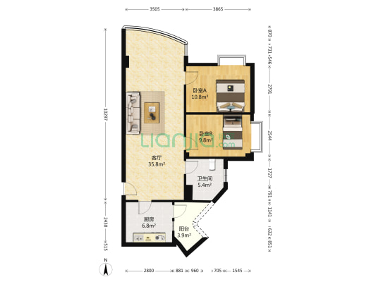 馨庭花园 2室1厅1卫 94平方