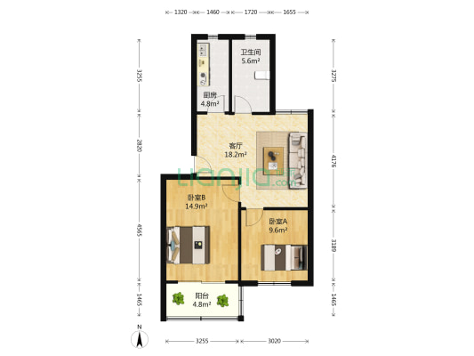 黄楼新邨 2室1厅1卫 67平方