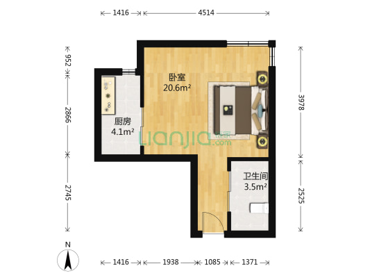碧鸿海悦园 1室0厅1卫 40平方