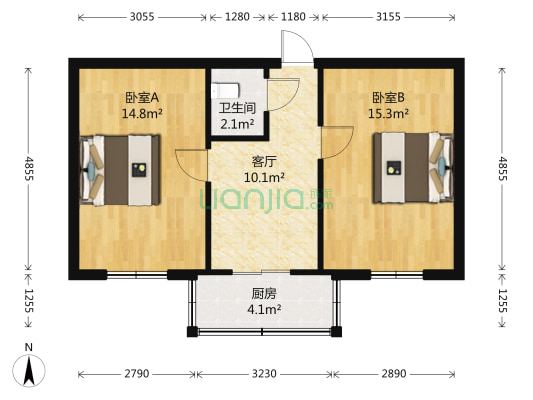 颂禹里 2室1厅1卫 58平方