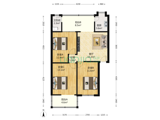 抚琴西北街26号 3室1厅1卫 87平方
