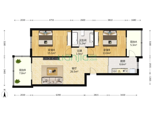 泰山小区 2室1厅1卫 96平方
