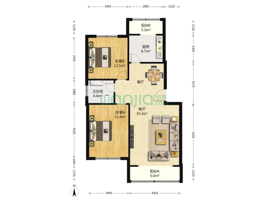 金都新村 2室1厅1卫 103平方
