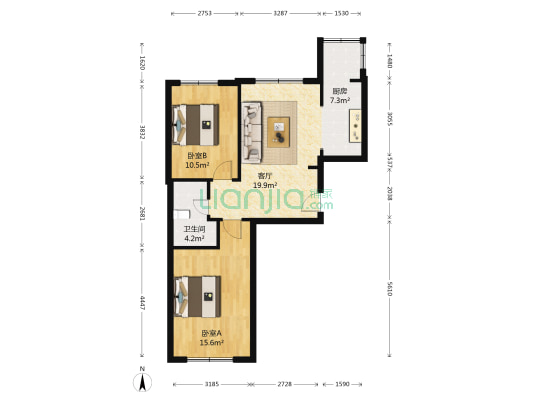 金美程家园东区 2室1厅1卫 76平方