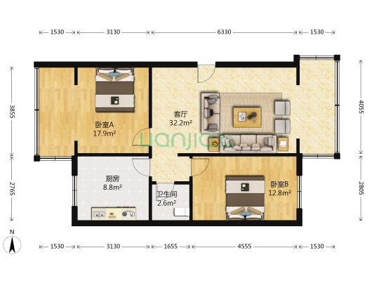 玉通巷6号 2室1厅1卫 77平方