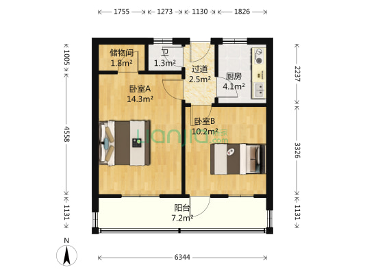 堤口路114号 2室0厅1卫 46平方