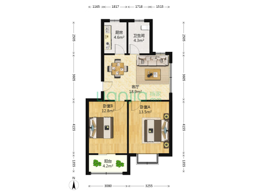禾东公寓二期 2室1厅1卫 70平方