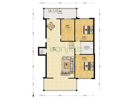 车城花园 3室1厅2卫 152平方