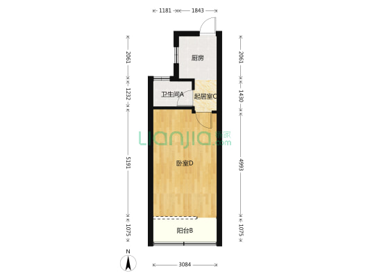 江苏北路115号 1室1厅1卫 35平方