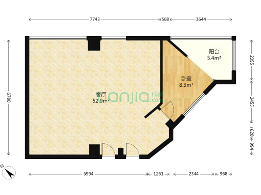 锦天国际 1室1厅0卫 96平方